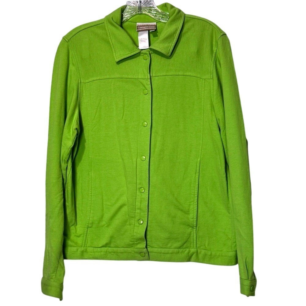 Coldwater Creek Lime Utility Jacket size M‎ pockets snap closure